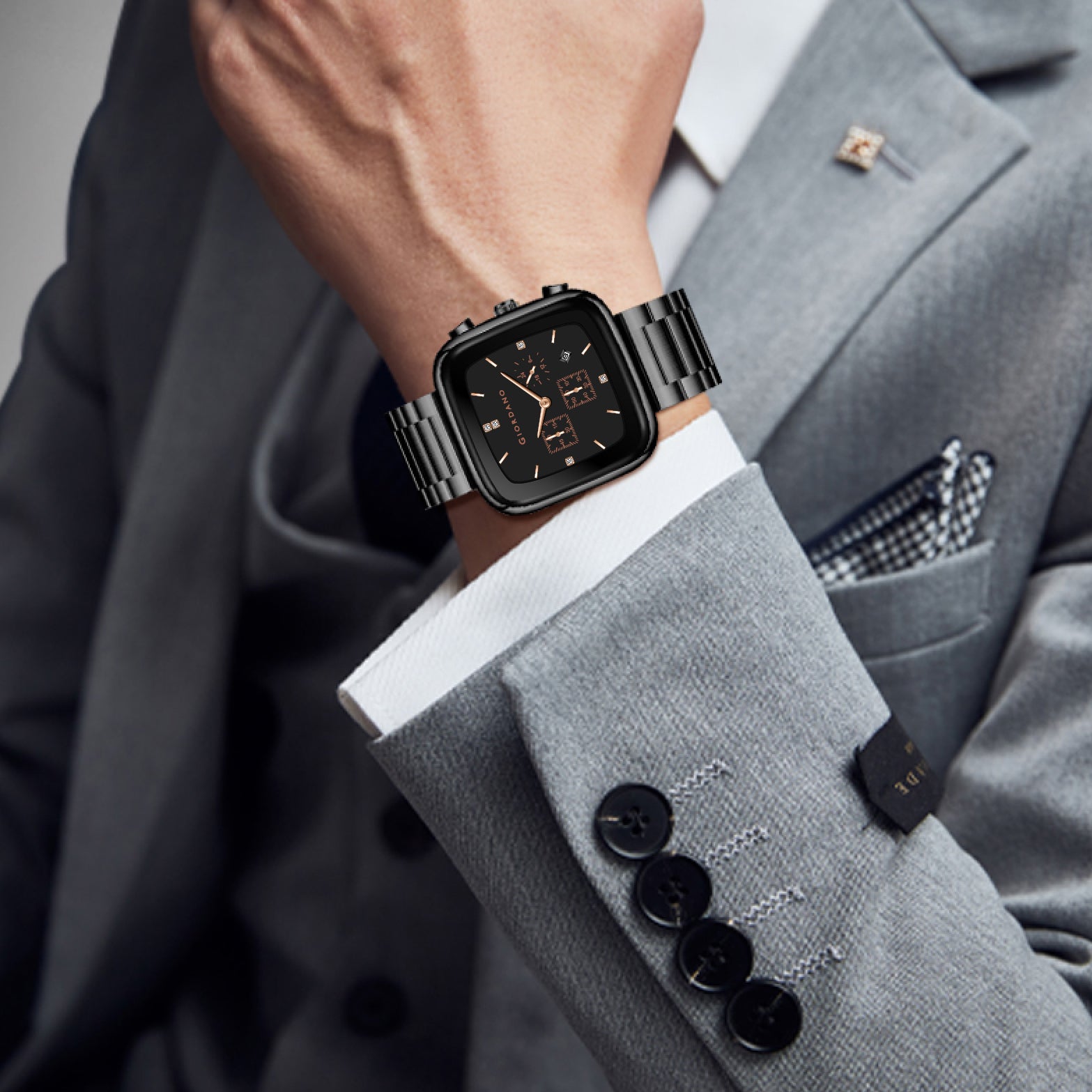 Giordano Square Face Watch for Men – Multifunction Dial with Date Display, Sleek Stainless Steel Strap, Modern Design for Everyday Elegance | GZ-50162-11